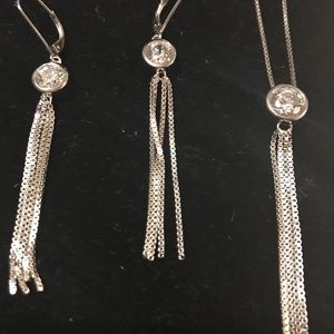 Glam Swarovski Crystal Silver tassel set
